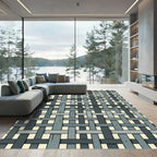 Gray Woven Wood Fence Pattern Rug