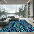 Cerulean Interlocking Arched Tile Art Rug