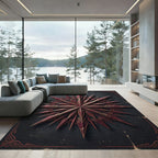 Gothic Crimson Ornate Star Compass Rug