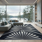 Modern Silver Radial Fan Rug