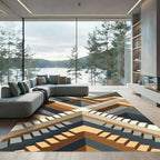 Geometric Escher Staircase Terracotta Rug