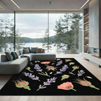 Whimsical Floral Lavender Rosehip Poppy Rug