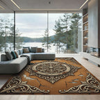 Ornate Damask Medallion Terracotta Filigree Rug
