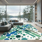 Deep Blue Green Splatter Splash Rug