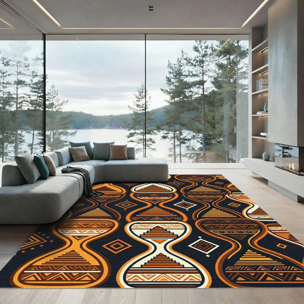 Amber Aztec Hourglass Geo Tapered Steps Rug