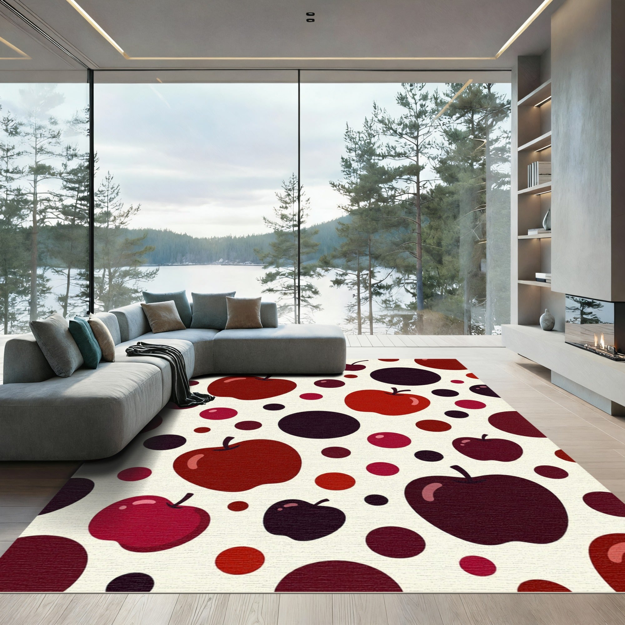 Crimson Apple Circles Compositions Rug