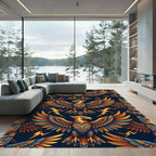 Thunderbird Totem Golden Eagle Navy Art Rug