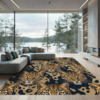 Bold Golden Leopard Face Repeat Rug