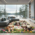 Whimsical Puppy and Butterfly Meadow Rug