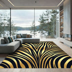 Golden Black Abstract Fan Rug