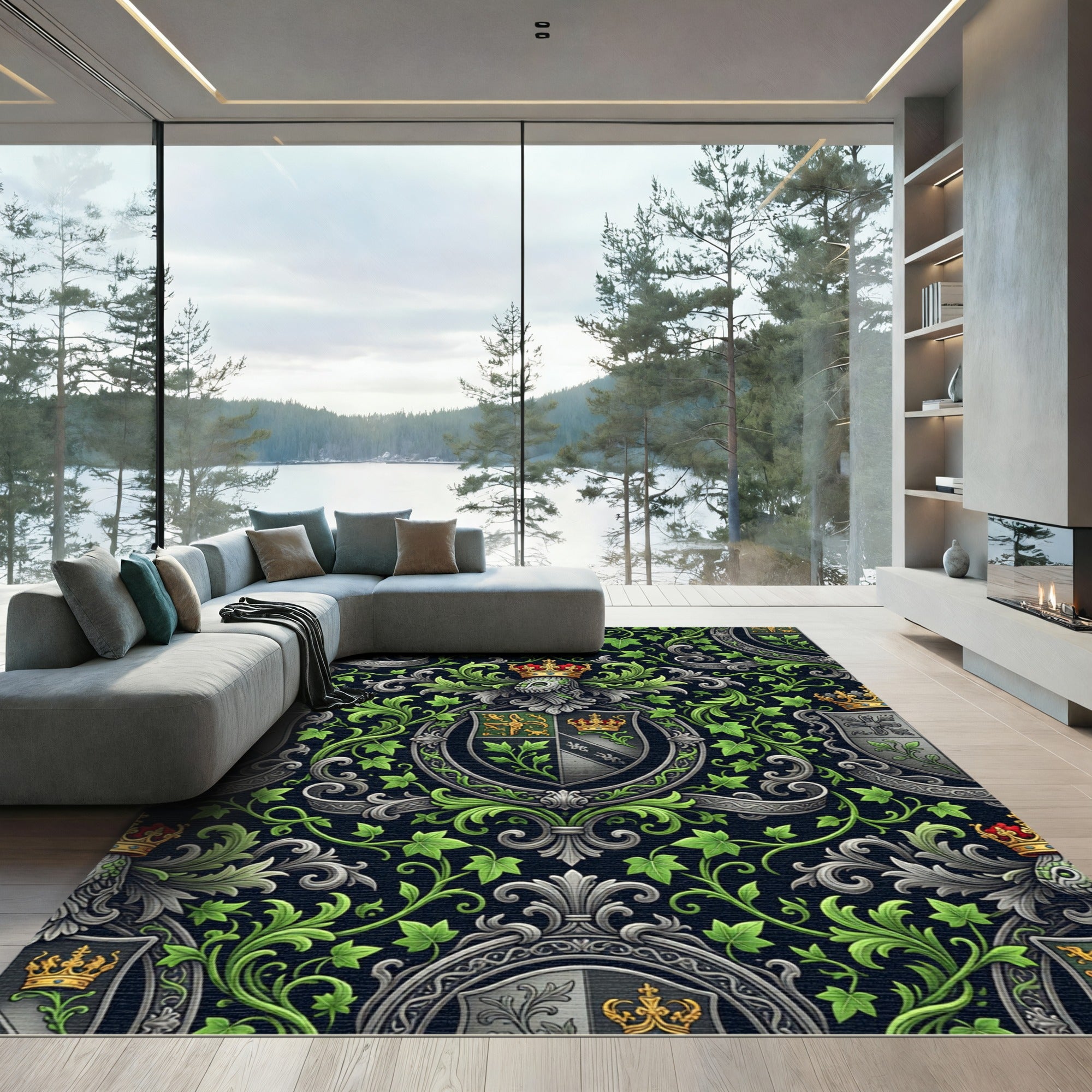 Gothic Emerald Ivy Coat of Arms Rug