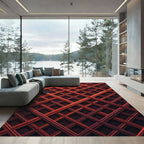 Copper Geometric Lattice Grid Rug
