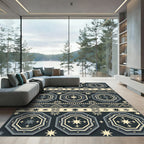 Celestial Geometric Octagon Navy Cream Rug