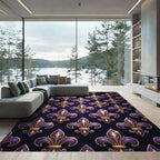 Royal Purple Gold Fleur-de-lis Crest Rug
