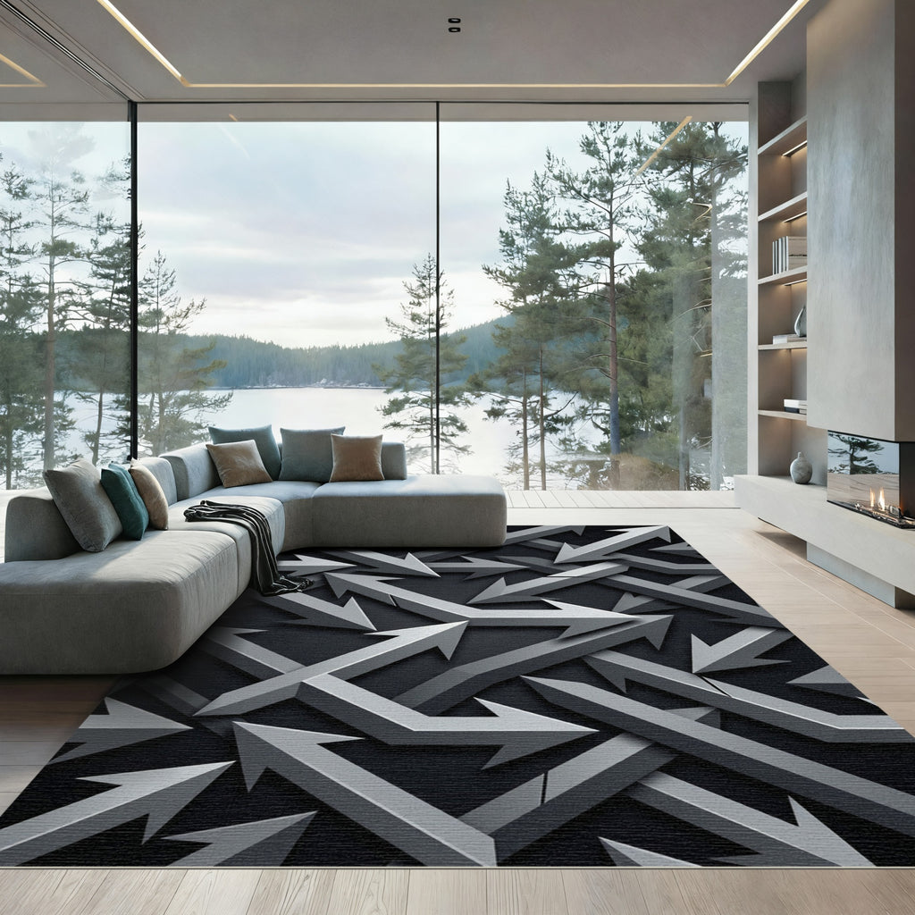 Gray Intertwined Arrow Pattern Rug