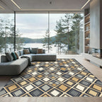 Sophisticated Earthy Toned Geometric Diamond Rug