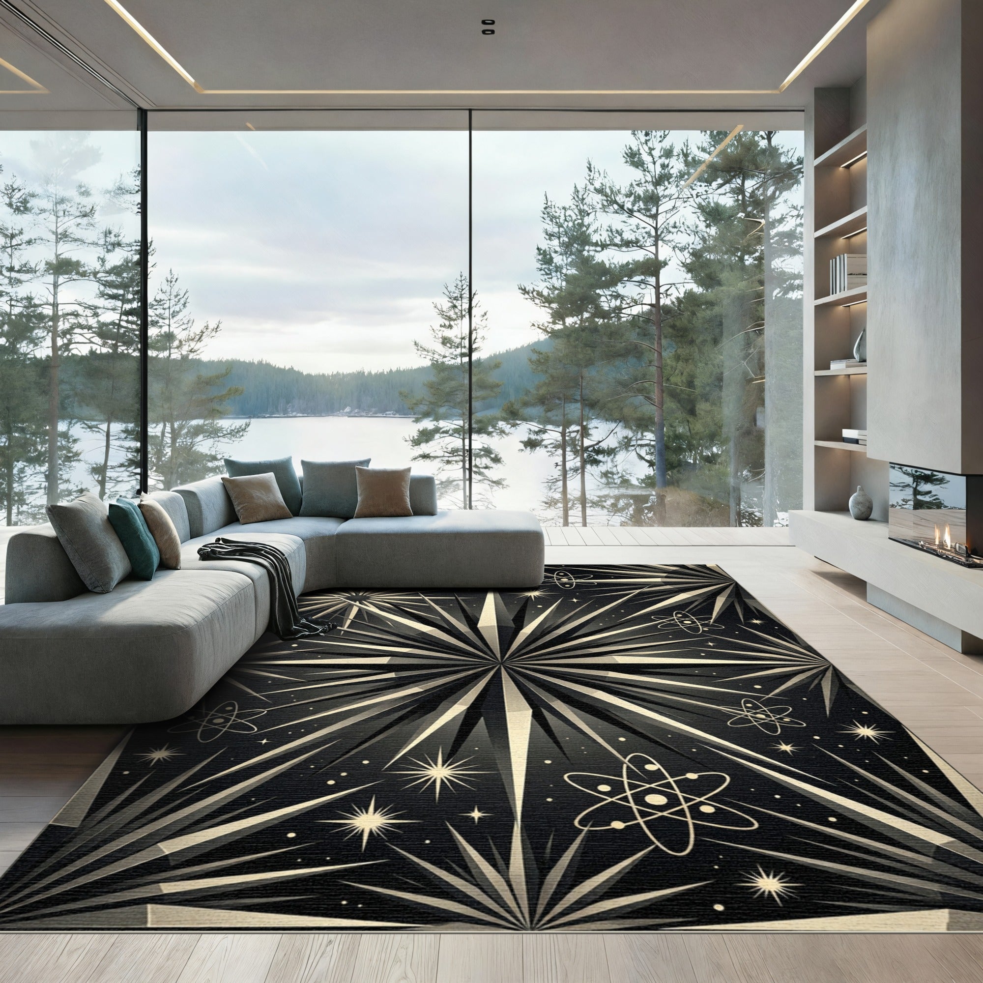 Retro Atomic Starburst Space Rug