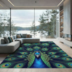 Vibrant Peacock Feather Radiance Rug