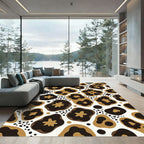 Golden Brown Abstract Spots Rug