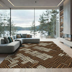 Woven Chocolate Beige Lattice Texture Rug