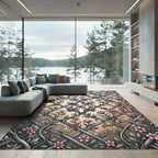 Pink Floral Lattice Garden Vines Rug