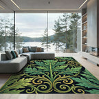 Lush Emerald Acanthus Scroll Art Rug