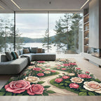 Romantic Pink and Cream Rose Arch Rug