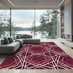Modern Geometric Burgundy Hexagon Lattice Rug
