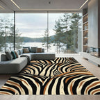 Wild Zebra Stripe Abstract Swirls Rug