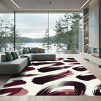 Modern Abstract Burgundy Brush Stroke Rug