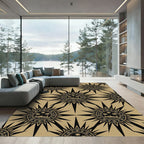 Black and Gold Celestial Palm Medallion Rug