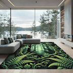 Lush Emerald Fern Forest Foliage Rug