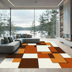 Modern Earth Tone Abstract Geometric Art Rug