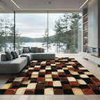 Textured Wood Grain Cubes Rug