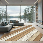 Diagonal Rustic Wood Plank Earth Tones Rug