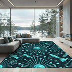 Retro Atomic Teal Spacecraft Collection Rug