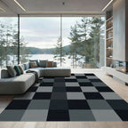 Modern Charcoal and Slate Grid Rug