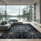 Gray White Webbed Radial Arrangement Rug