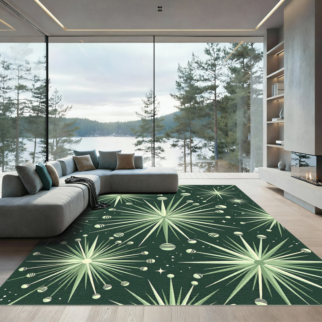 Green Whimsical Starburst Burst Rug