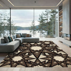 Intricate Bronze Geometric Celestial Star Rug