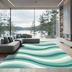 Cool Aqua Coastal Wave Rug