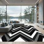 Modern Monochrome Geometric Zigzag Rug
