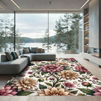 Elegant Mauve and Cream Floral Vine Rug