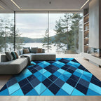 Geometric Blue Argyle Diamond Rug