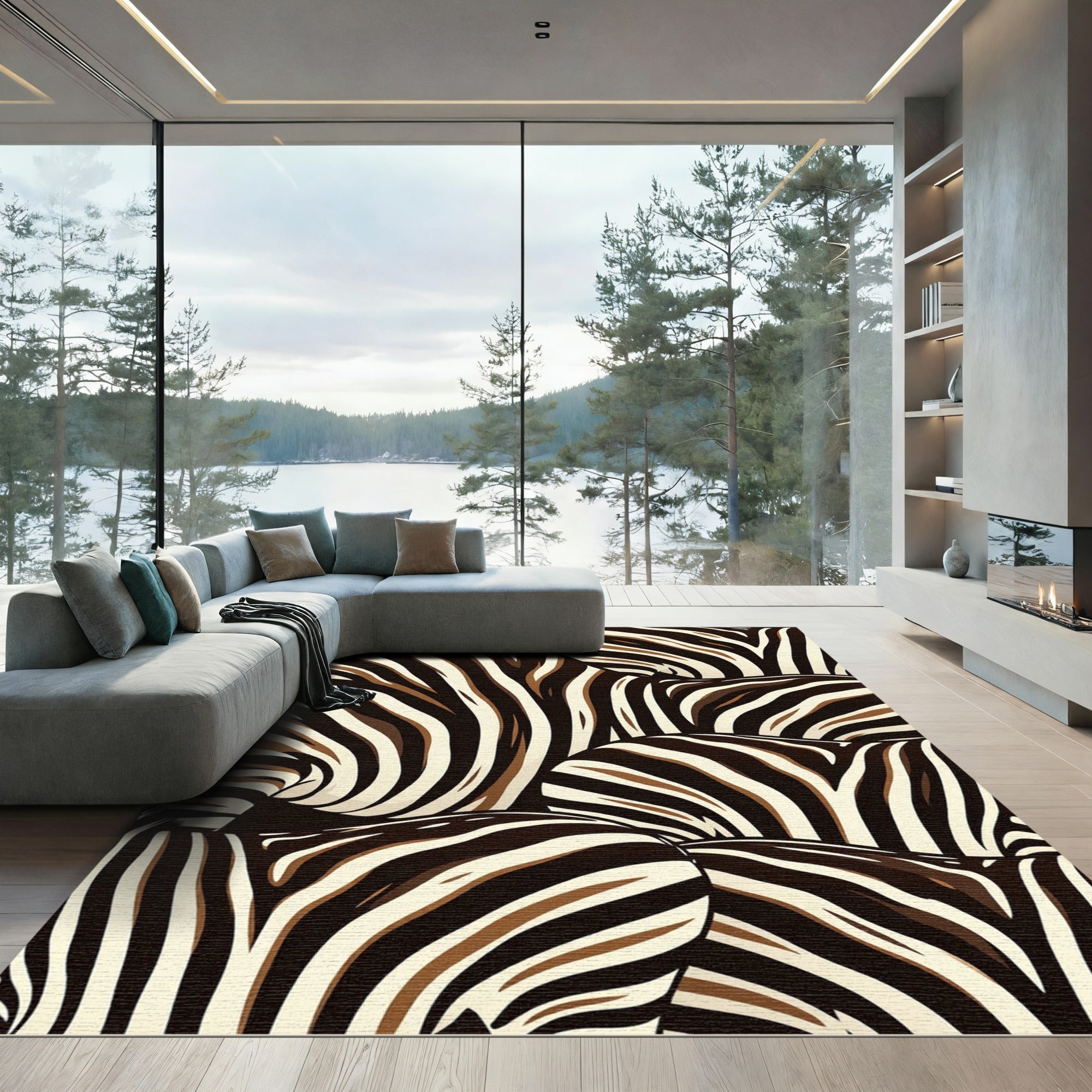Safari Zebra Stripe Curve Rug