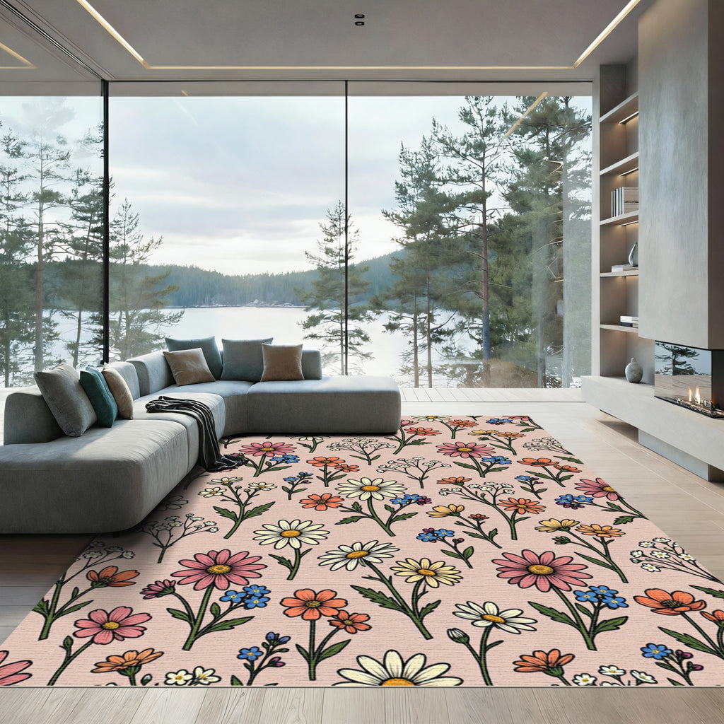 Pink And Orange Floral Medley Rug