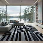Monochrome Geometric Linear Metal Abstract Rug