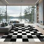 Monochrome Abstract Grid Checkered Tile Rug