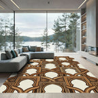 Ornate Golden Arch Geometric Lattice Rug