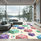Playful Multicolor Isometric Dot Array Rug